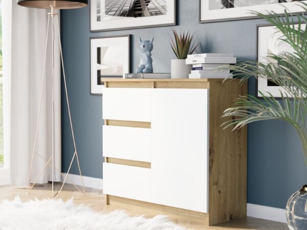DumDekorace Komoda R-80-S3 se zásuvkami 80 cm - různé barevné varianty artisan mix bílá