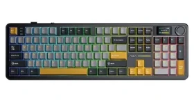 Aula F108 Pro šedá, oranžová / Herní klávesnice / mechanická / Reaper switch / RGB / USB-C / bezdrátová (AUF108P-GOG-RE)