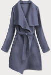 Šedomodrý dámský minimalistický kabát (747ART) Barva: odcienie niebieskiego, Velikost: ONE SIZE