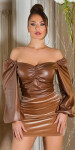 Sexy Koucla leahter look Off Shoulder Top barva brown velikost Einheitsgroesse