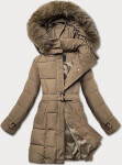 Hnědá dámská zimní bunda s ozdobnými páskami (23MY-208) odstíny hnědé L (40)