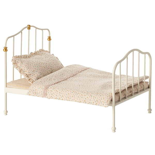 Maileg Postýlka pro myšky Maileg – Off white, krémová barva, kov