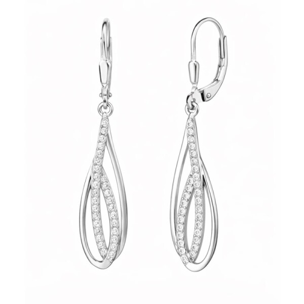 Stříbrné visací náušnice se zirkony Aurélie - stříbro 925/1000, Stříbrná