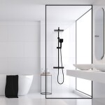 Erga Bodo Therm, sprchová souprava s termostatickou baterií a dešťovou hlavicí 23x23cm, černá matná, ERG-YKA-BP.BODO-THERM-23-BLK