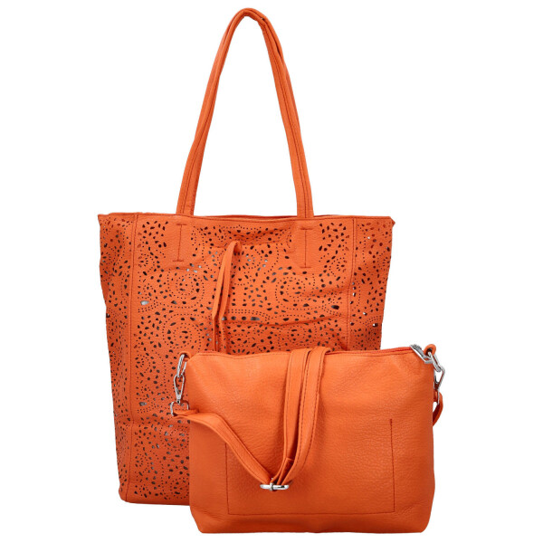 Módní dámský koženkový set kabelek Safira, oranžový
