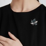 Luxusní podzimní brož se zirkony Luz - javorový list, Stříbrná