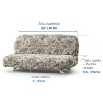 Bielastické potahy MARMO béžové dvojkřeslo s dřevěnými rukojeťmi (š. 80 -140 cm)