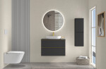 CERANO - Koupelnová skříňka Velora - černá matná, úchytka zlatá + deska pod umyvadlo Navira Slim - 18 mm - 60x54,8x46,5 CER-664792