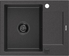 MEXEN/S - Enzo granitový dřez 1 s odkapávačem 576 x 465 mm, černá kropenatá, + sifon grafit 6506571005-76-B