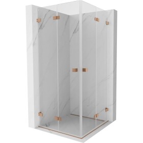MEXEN/S - Lunar-F Duo sprchový kout skládací dveře 90 x 90, transparent, měď kartáčovaná 836-090L-090P-65-00