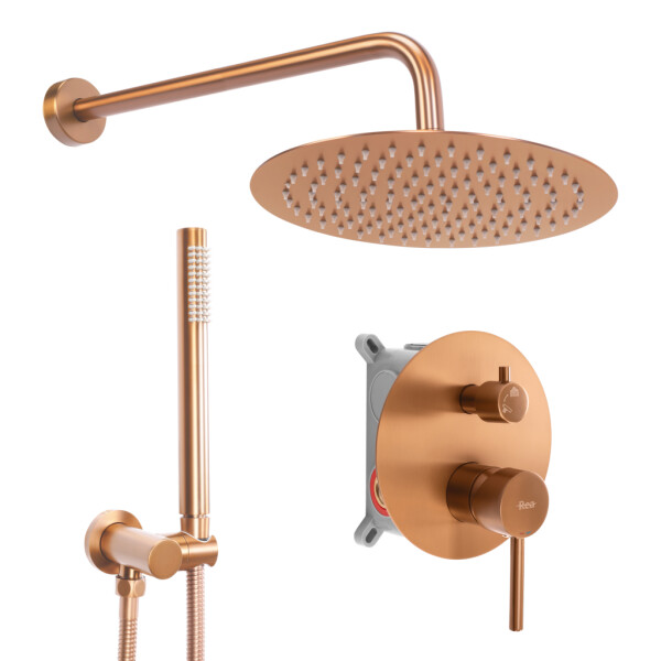 REA - Podomítková sprchová sada Lungo Copper Brush + BOX REA-P8809