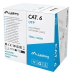 Lanberg CAT6 UTP šedá / Instalační kabel / 100 m / pevné jádro CU / CPR / Fluke Passed (LCU6-11CU-0100-S)
