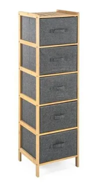 G21 Regál bambusový s 5 košíky / Bambus / 125 x 39 x 12 cm (RG21BAM18011)