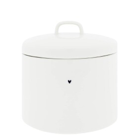 Bastion Collections Keramická dóza White/Brown Hearts A, bílá barva, keramika