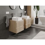 MEXEN/S - Rivel koupelnová skříňka pod umyvadlo 50 cm s deskou, 2 zásuvky, reliéf , dub 91A20-05047-2-BFFC81
