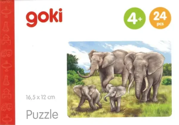 GOKI Dřevěné puzzle Africká zvířata: Sloni