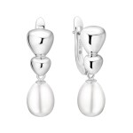 Stříbrné náušnice s bílou perlou Sofia - stříbro 925/1000, Stříbrná Bílá