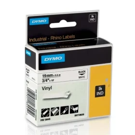 Dymo originální páska do tiskárny štítků 19mm x 5.5m / černý tisk / bílý podklad / RHINO vinylová profi D1 (18445-D)