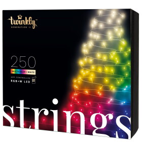 Twinkly Chytrý LED světelný řetěz Twinkly Strings Multicolor + White - 250 žárovek, černá barva, multi barva, plast
