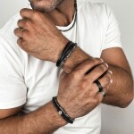 Luxusní pánský náhrdelník Antonio - larvikit, hematit, Šedá 45 cm