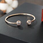 Pevný bangles náramek Iva Gold - ocel, zirkon, Zlatá