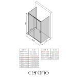 CERANO - Třístěnný sprchový kout Varone LINE U L/P - 6 mm - černá matná, grafitové sklo - 120x70x195 - posuvný CER-8050BD7835