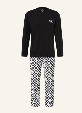 Pánské pyžamo NM2019E 6OE černá/bílá - Calvin Klein černá-bílá XL