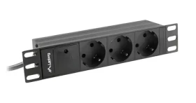 Lanberg PDU lišta 10" černá / Zásuvková lišta do racku / 1U / 3x Schuko / 16A / 2m (PDU-03F-0200-BK)