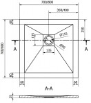 MEXEN/S - Stone+ čtvercová sprchová vanička 80 x 80, bílá, mřížka černá 44108080-B