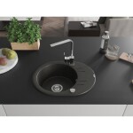 MEXEN/S - Kevin granitový dřez s odkapávačem včetně baterie Rita, černá/zlatá metalik 6517-75-670300-00