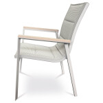 Židle zahradní béžový textilen, hliník, béžová barva, područky polywood v dekoru dubu