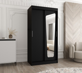 Šatní skříň Abi Moka Rozměry: 100 cm, Barva korpusu + barva dveří: Černá + Černá
