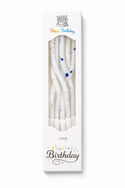 Dortové svíčky zakroucené bílo-modré 6ks