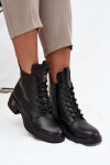 Kožené dámské kozačky na nízkém podpatku Vinceza 66818 Černé 37
