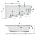 POLYSAN - ANDRA L SLIM asymetrická vana 180x90x45cm, bílá 72872S