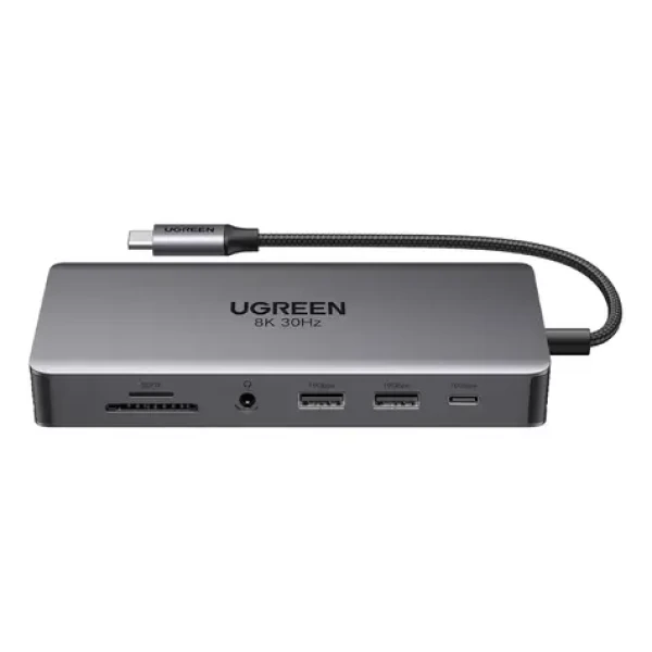 UGREEN CM681 15978 USB-C HUB / dokovací stanice / 4x USB / 2x HDMI / DisplayPort / AUX / PD 100W (15978)