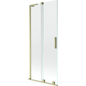 MEXEN/S - Velar L dvoukřídlá posuvná vanová zástěna 80 x 150, transparent, zlatá kartáčovaná 896-080-003-01-55