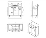 AQUALINE - ZOJA umyvadlová skříňka 82,8x74x34,3cm, bílá 51083A