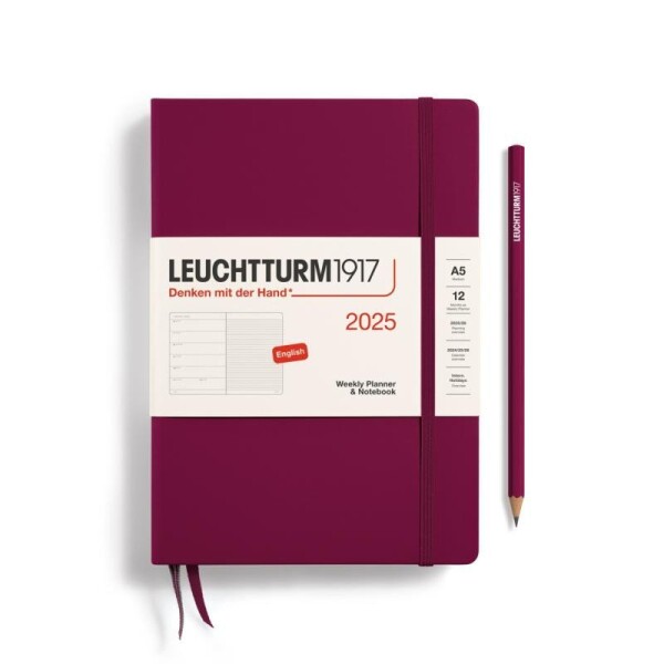 Leuchtturm1917 Weekly Planner &amp; Notebook Medium (A5) 2025 Port Red