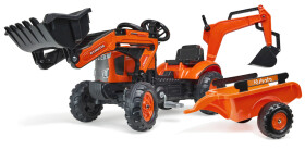 Traktor šlapací Kubota M7171 oranžový s přední i zadní lžící - Alltoys Falk