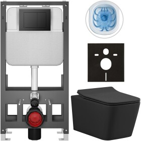 CERANO - Kompletní WC set Basic/Forte - černá matná - WC tlačítko Maxio/Černá - volně stojící - předstěnová instalace - 51x36 CER-8050BD86397