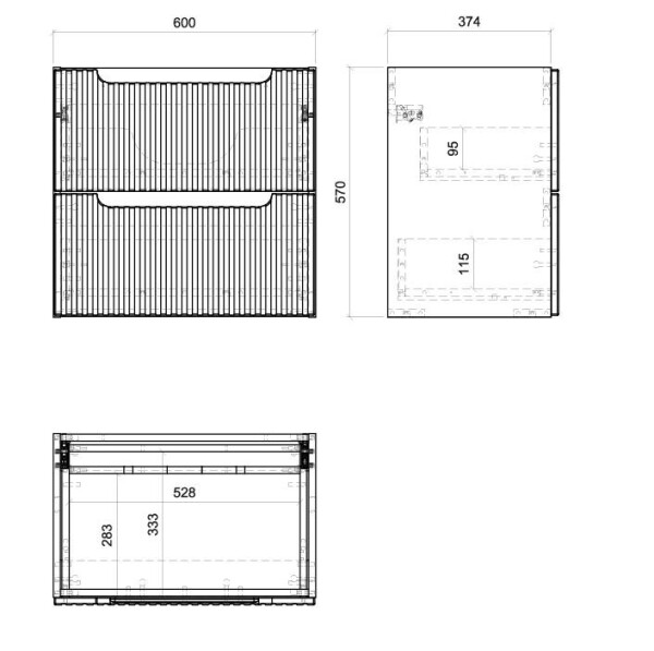 COMAD - Skříňka pod umyvadlo 60cm 2 zásuvky NOVA CASHMERE 5907611663325