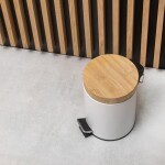 Erga Bin, odpadkový koš kulatý 3l z nerezové oceli, bílá-hnědá, ERG-YKA-CH.BIN-WHT