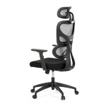 Kancelářská židle, šedá síťovina, černý plast, kolečka na tvrdé podlahy