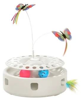 ROJECO Interaktivní hračka pro kočky 3v1 bílá / 3 herní režimy / Baterie AA nebo USB (RWJTY823-02)