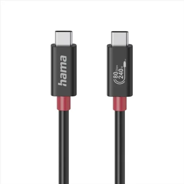 Hama USB-C kabel USB4 černá / 1 m / 80 Gb/s / 240 W (200799)