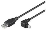 MicroConnect kabel USB2.0 A (M) - miniUSB B (M) zahnutý 90° 2m černá / 480Mbit/s (USBAMB52A)