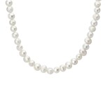 Pánský perlový náhrdelník Egizio - chirurgická ocel, Stříbrná 55 cm Bílá