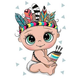 Antistresové omalovánky TSvetnoy TSvetnoy, LC043e, Diamond painting - diamantové malování, 20 x 30 cm, Malý Indián