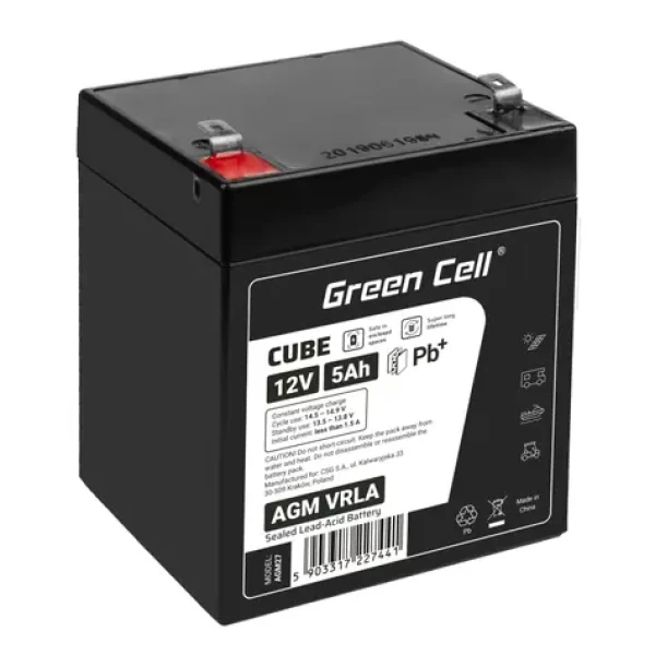 Green Cell VRLA AGM 12V | 1.5A | 5Ah (AGM27)
